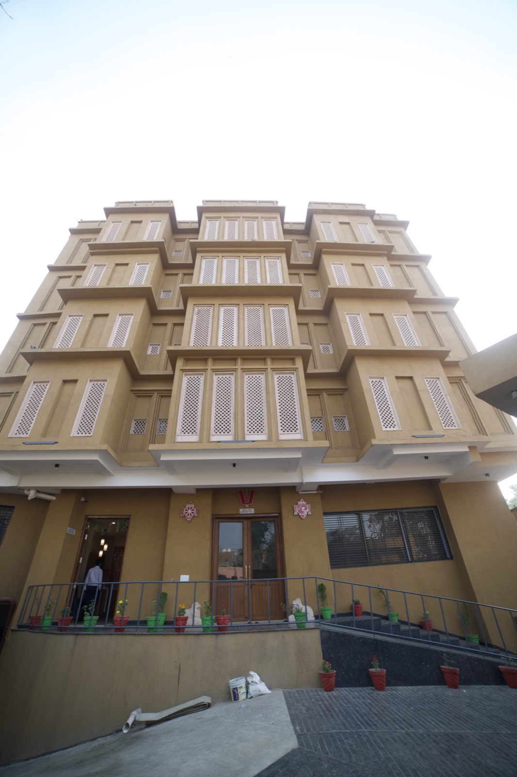 Front façade and welcoming entrance of the ashram